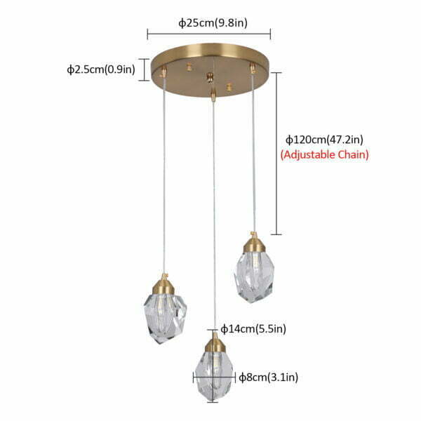 ceiling crystal chandelier size