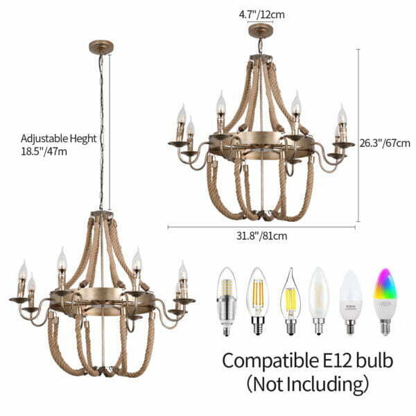 hanging candle chandelier size