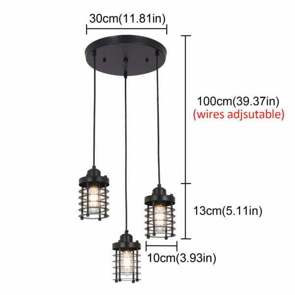 industrial cage pendant light size