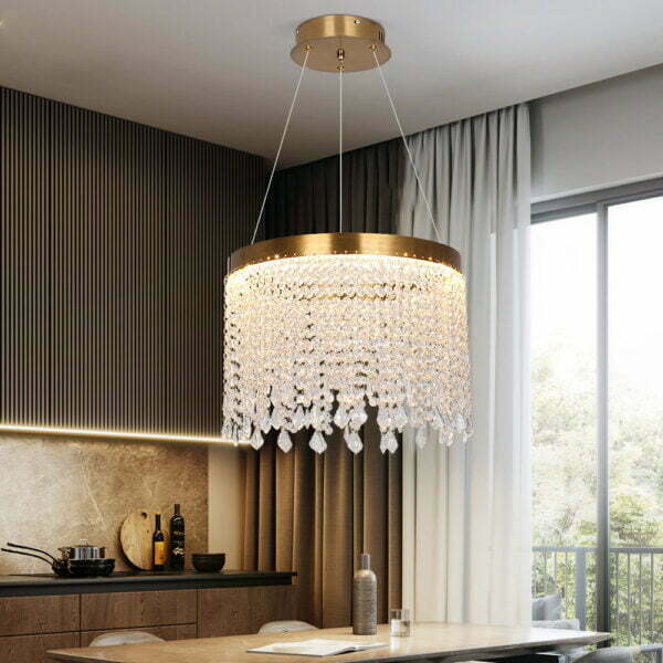waterfall chandelier over table