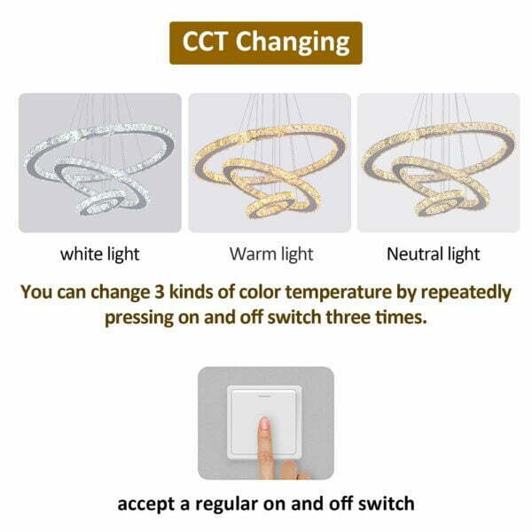 led ring chandelier 3 colors changeable