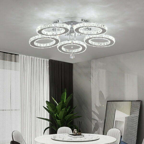5 rings crystal modern ceiling lamps for dining table