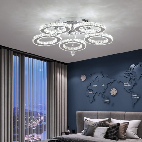 5 rings crystal modern ceiling lamps for bedroom