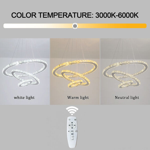 led ring chandelier light brightness control