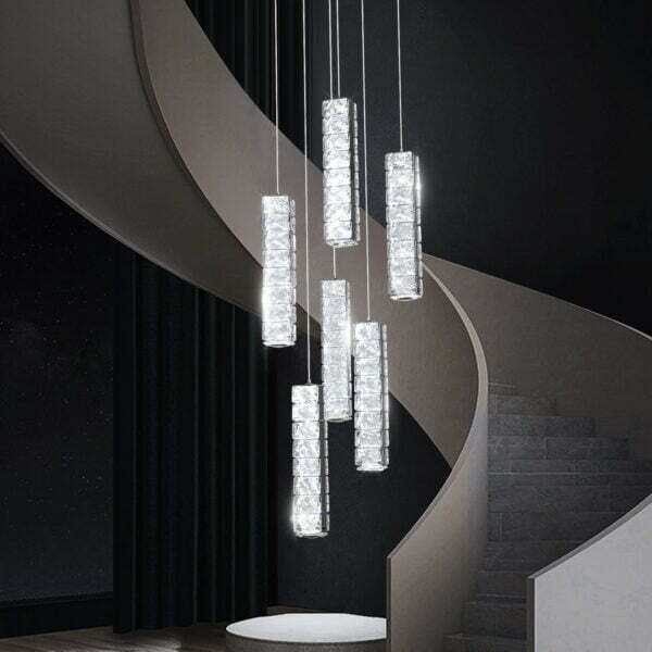 6 heads cascading chandelier for stair