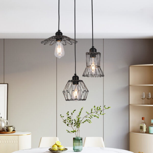 COLLAPSIBLE METAL CAGE PENDANT LIGHT