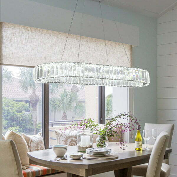 oval chandelier cool white light