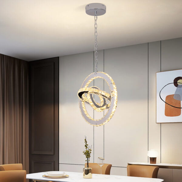 chrome orbit chandelier with crystal
