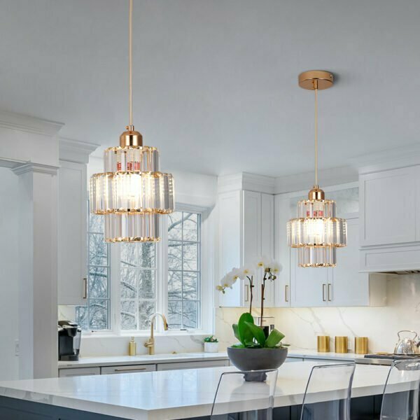 gold crystal pendant lights for kitchen island