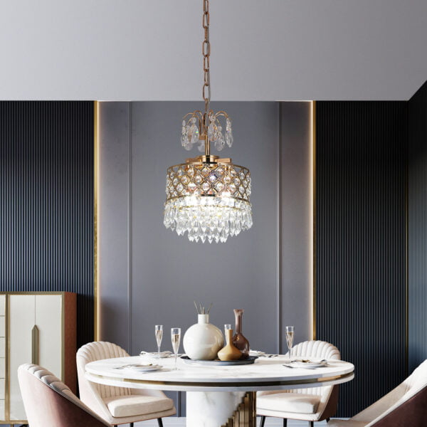 gold crysatl chandelier lamp for dining room