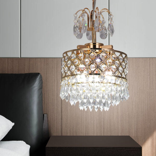 gold crysatl chandelier lamp bedside