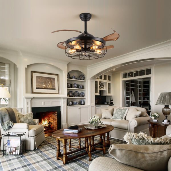 living room 4 blade ceiling fan with light