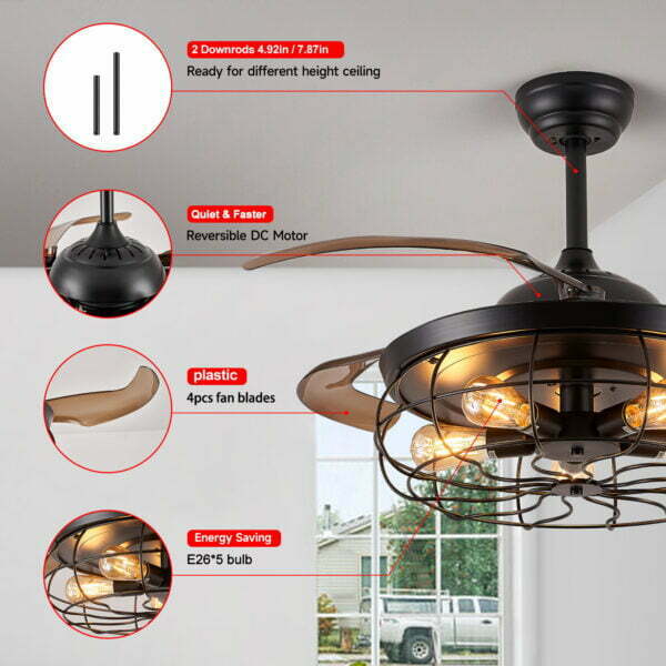 4 blade ceiling fan with light details