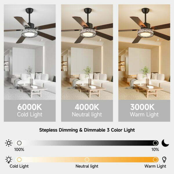 dimmable 52 inch ceiling fan with light