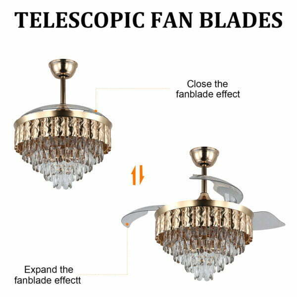 retractable ceiling fan with chandelier light