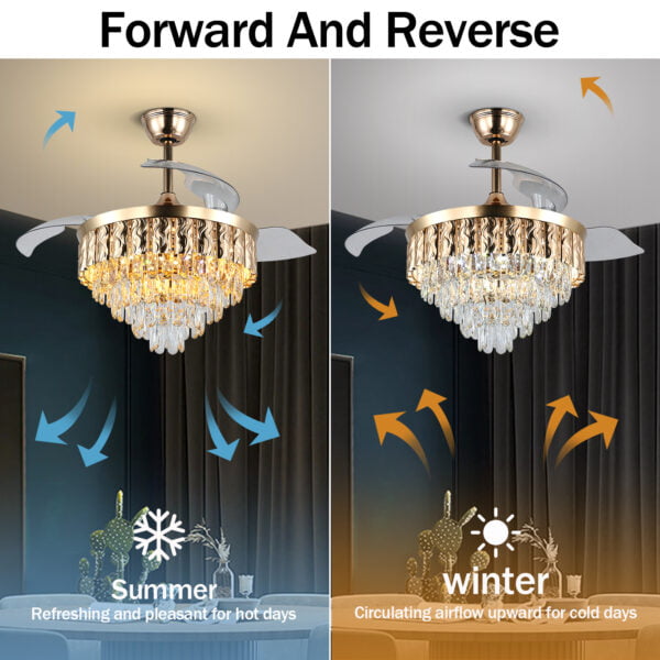 reversible ceiling fan with chandelier light