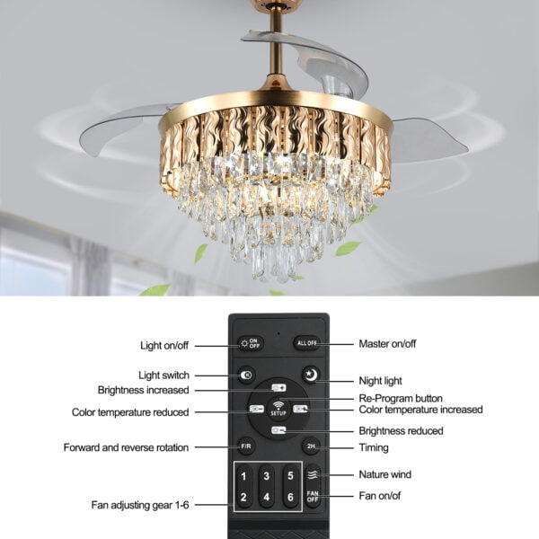 remote control ceiling fan with chandelier light
