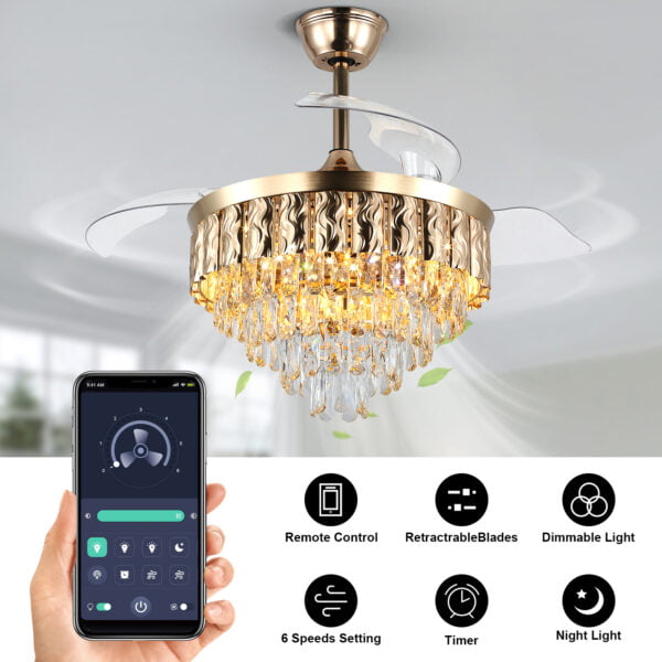 app control ceiling fan with chandelier light