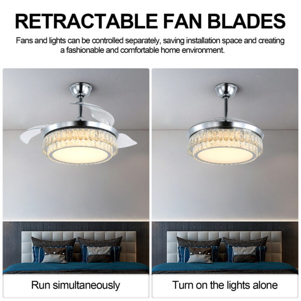 retractable ceiling fan with light and remote