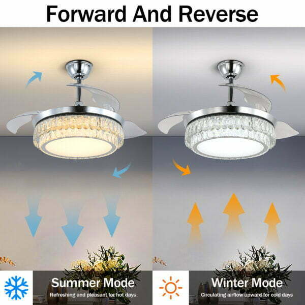 reversible ceiling fan with light and remote
