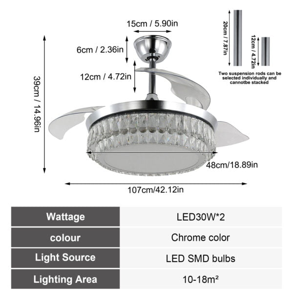 ceiling fan with light and remote specs