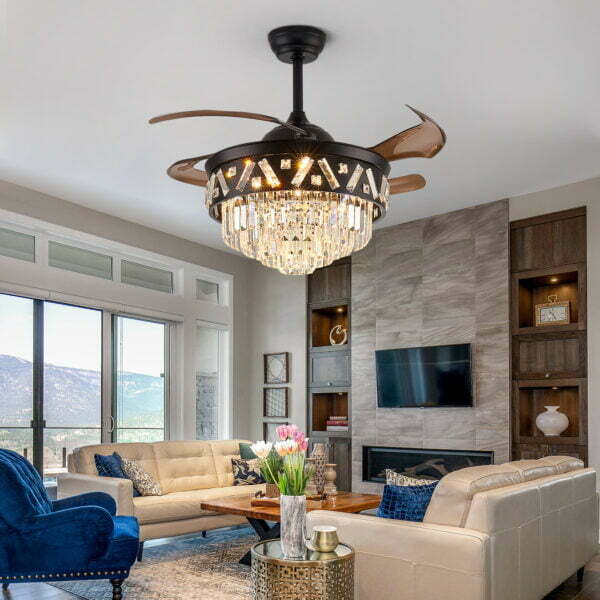 living room ceiling fan with pendant light