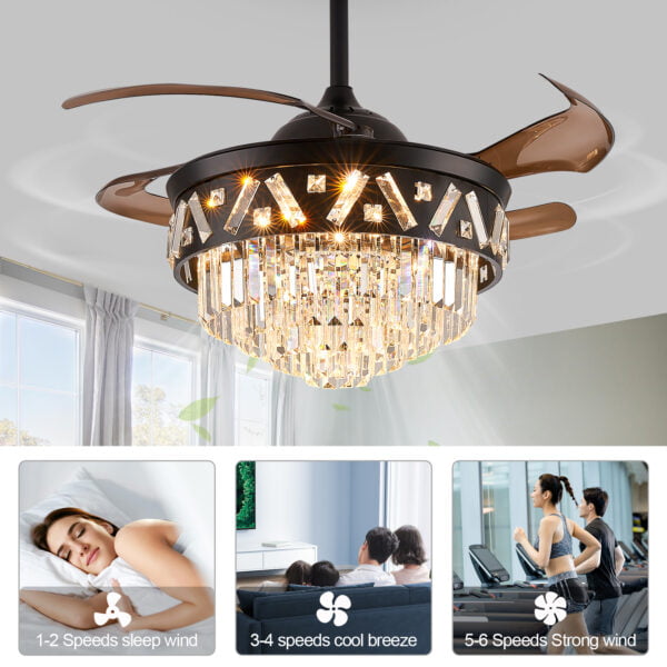 6 speeds ceiling fan with pendant light