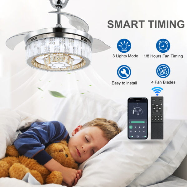 timer ceiling fans with lights and remote control