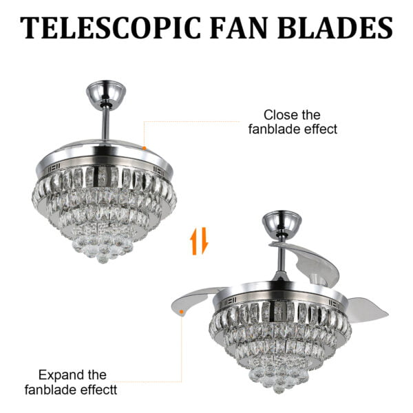 hidden blade crystal chandelier ceiling fan