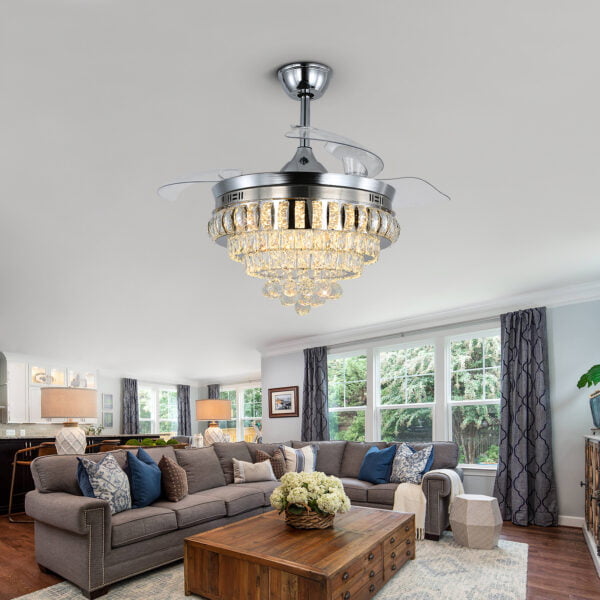 crystal chandelier ceiling fan for living room