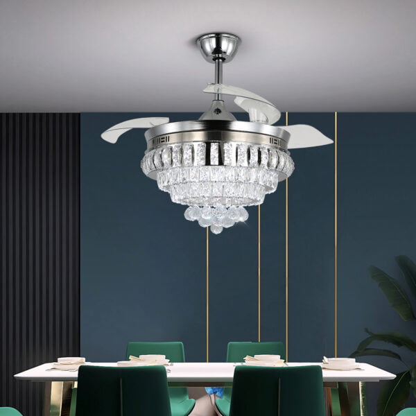 crystal chandelier ceiling fan for dining