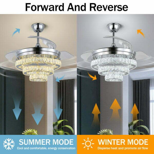 reversible crystal chandelier ceiling fan