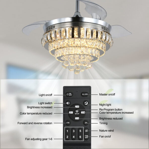 remote control crystal chandelier ceiling fan
