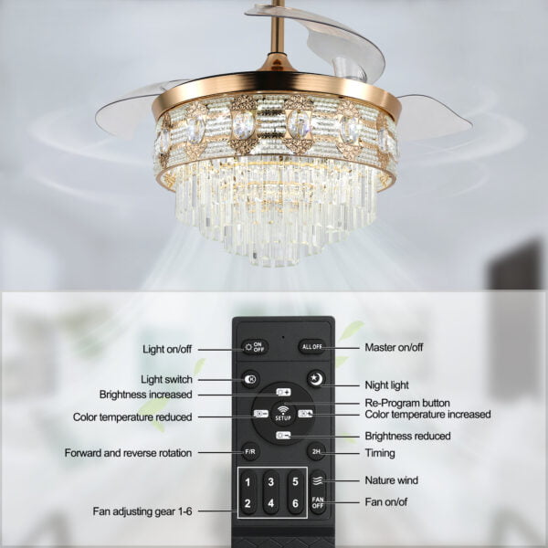 golden remote control ceiling fan with light