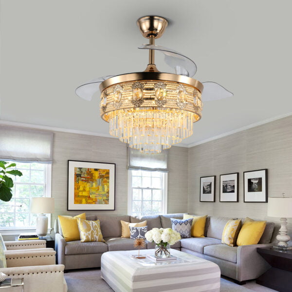 golden remote ceiling fan with light