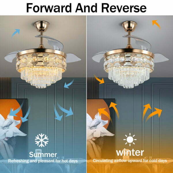 reversible remote ceiling fan with light