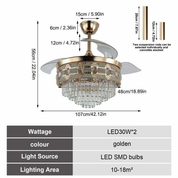 remote ceiling fan with light specs