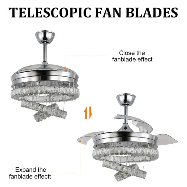 retractable ceiling fan chandelier light