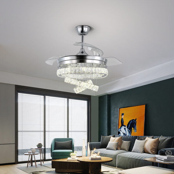living room retractable ceiling fan chandelier