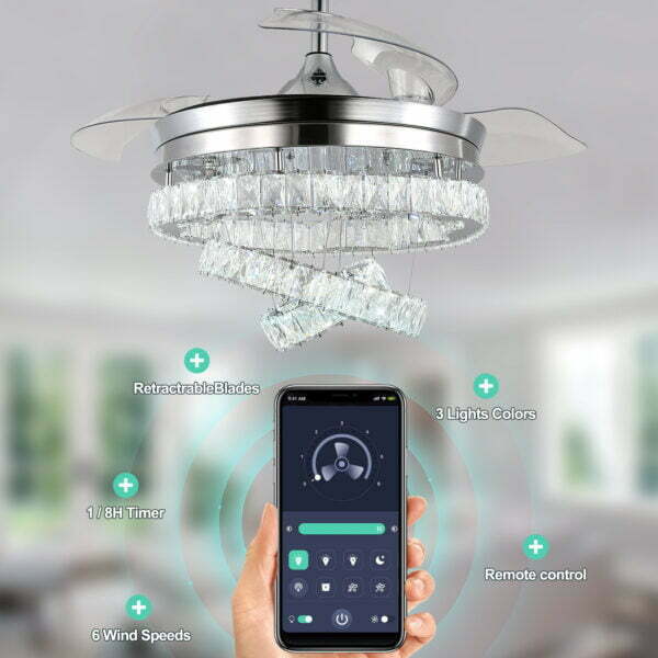 app control retractable ceiling fan chandelier